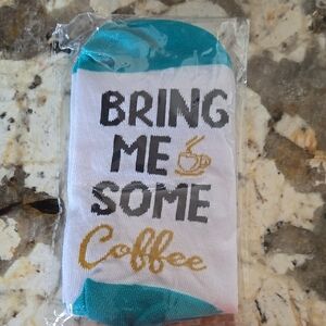 NEW Teal and White Coffee Socks